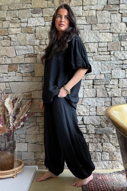 Randles Puff Sleeve Blouse Black